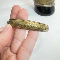 Lot Of 4 Vintage Solid Brass Bracelets Cuff & Bangles Etched Boho Patina