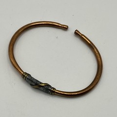 VTG Copper & Brass Coil Cuff Bracelet Handmade Industrial Brutalist Modernist