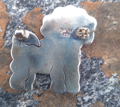 Vintage AJH Poodle Dog Brooch 1.25in Swirl Enamel 925 Sterling Anne Jane Harvey