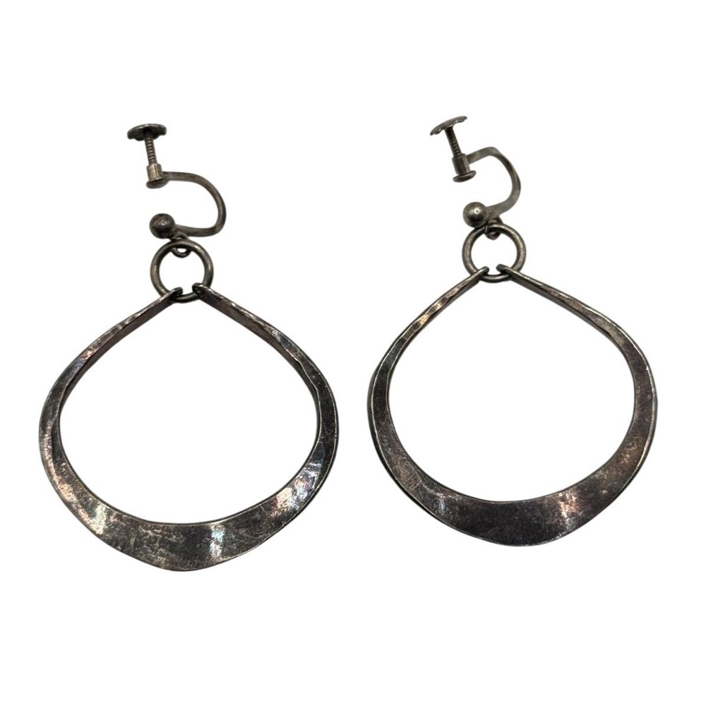 Vintage Anna Greta Eker 925S Sterling Silver Norway Modernist Dangle Earrings