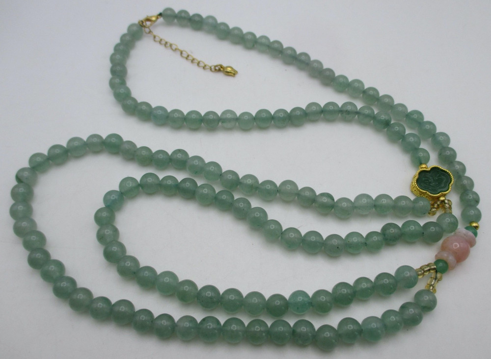 VTG Chinese Jade Celadon Beaded Necklace 24″-26″