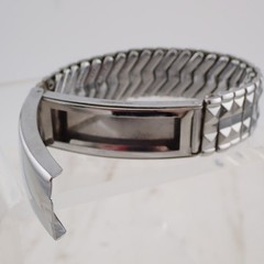 Vintage Expandable Secret Photo ID Silver Tone Bracelet 5 1/2″-8″ Engraveable