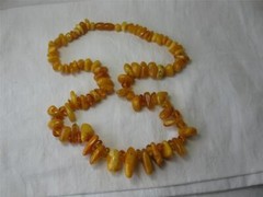 Antique Butterscotch Egg Yolk Amber Big Beads Necklace 74 Grams