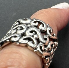 Wide .5” Scroll Sterling Filigree 925 Ring Size 7.5” 12g FREE SHIPPING!