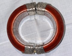 VTG South Asian Dowry Hinged Bone Bangle Silver Repousse Metal Pin Clasp