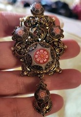 JULIANA DeLizza and Elster MOROCCAN MATRIX Vintage Dangle Pin Brooch Pendant