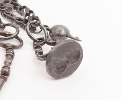 925 Sterling Silver Vintage Keychain Dark Tone Fob Chain With Charms TR4068