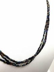 Vintage 1970’s Necklace 3 Strands Peacock Iridescent Green Blue