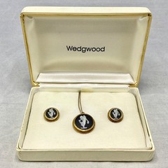 Vintage Wedgwood Black & White Jasperware Fairy Angel Necklace & Earrings Set