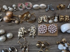 Estate Mixed Lot Costume Jewelry Earrings 77pr Clip On Screwback