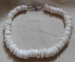 VTG Hawaiian Puka Shell Necklace Handmade Surfer Beaded HEAVY CHUNKY 15.5″ 110g