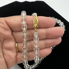Vintage Faceted Clear Crystal Glass Beaded Long Necklace 30 1/2″