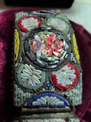 Vintage italian micro mosaic link bracelet 7 1/2 Inches X 7/8 Inch
