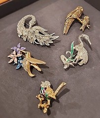 Five Piece Lot Of Varied Birds With Enamel Or Rhinestones.