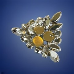 Vintage Baby Blue Moon‑Glow Brooch | Silver‑Tone Retro Mid‑Century