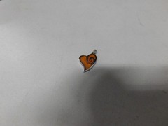 Jezlaine Sterling Silver Heart Swirl Orange Stain Glass Charm