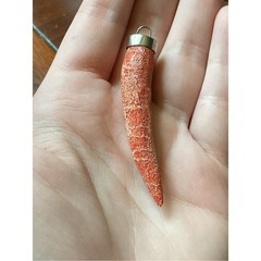 Vintage Sponge Coral Horn Necklace Pendant Red Orange