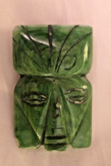 Vintage Mayan/Aztec Mexican Jade Gemstone Tribal Head/Mask/Face Pin, 2 Inches