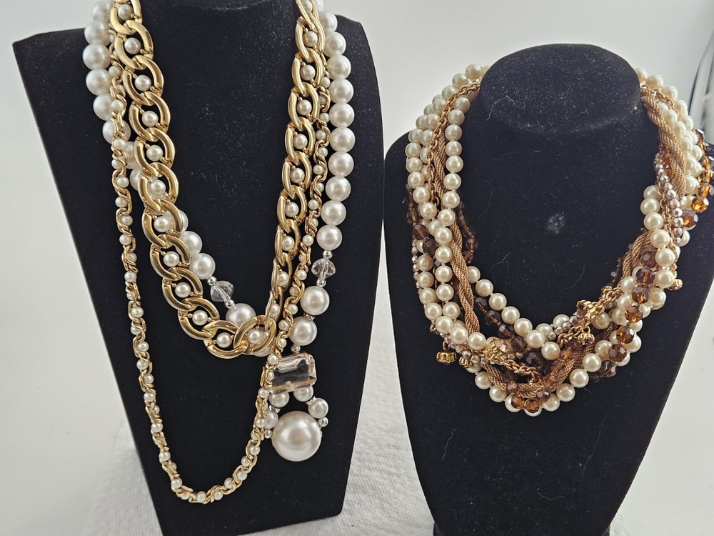 Estate Necklace Lot Beaded Carol Lee Original Box Mixed Materials And Styles