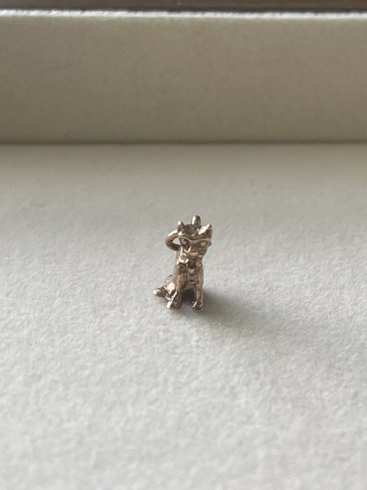 Vintage 9ct Rose Gold 3D Cat With Bow Tie Pendant Charm Solid Not Hollow