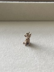 Vintage 9ct Rose Gold 3D Cat With Bow Tie Pendant Charm Solid Not Hollow