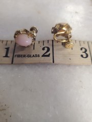 Vintage Sorrento 12K Gold Filled Cabochon Angel Skin Coral Screw Back Earrings