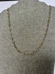 Vintage Austrian Crystal USA Blue Color Crystal Bezel Necklace