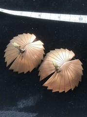 Vintage High End Fashion Jewlery Copper & Rhinestone Unique Clip-on Earrings