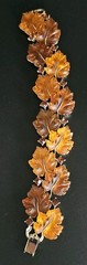 Signed Vintage Lisner Two Tone Amber/Brown Thermoset Oak Leaf Parure Set
