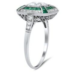 2 Ct White Asscher Cut Simulated Diamond Art Deco Sterling Silver Wedding Ring