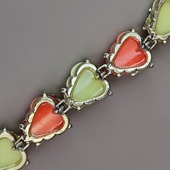 Vintage Leaf Bracelet Bright Orange Yellow Gold Tone Linked 6.5 in