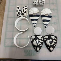 1980s-1990s VTG Earrings Lot of 5 Pair Fashion Costume Jewelry Dangle Metal