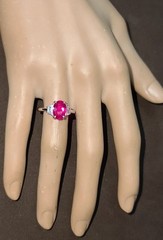 Vintage Platinum Engagement Ring 2.30ct. Natural Burma Oval Ruby AGL CERT