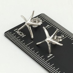 Vintage Sterling Silver Starfish Star Stud Post Earrings Marked 925 1.2g #88