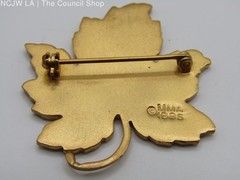 Metropolitan Museum of Art 24k Gold Plated Enamel Maple Leaf Brooch Pin