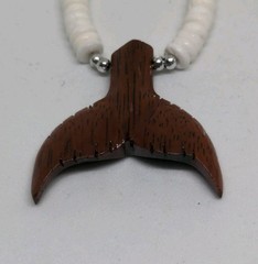 Boho Style Fish Tail Wood Coconat Beads Necklace 16in.