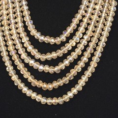 Vintage Layered Glass bib Necklace Champagne Colored Statement Sparkle Jewelry
