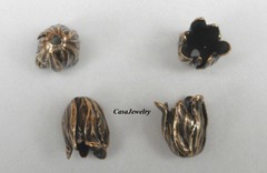 #3425 ANTIQUED GOLD 7MM MINI TULIP BEAD CAP/WRAP – 4 Pc Lot