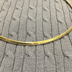 Vintage Omega Chain Necklace Gold Tone Collar Fold over Clasp Minimalist Elegant