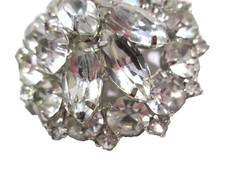DOMED VINTAGE RHINESTONE PIN NAVETTES PRONG SET STONES VINTAGE