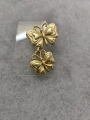 Vtg brushed gold tone Butterfly combo Pin