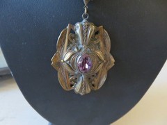 Stunning Antique Ornate 2 pc Pendant Necklace Earring Set one of a kind MUST SEE