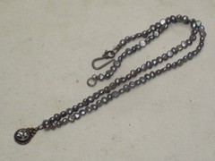 vintage sterling silver pendant iridescent keshi pearl necklace jewelry