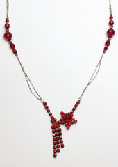 VTG Artisan Assemblage Czech Glass Red Rhinestone Asymmetrical Star Necklace