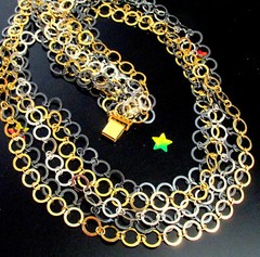 VTG RUNWAY NAPIER LUXE 36″ SWEEPING MULTICHAIN MIXED METAL NECKLACE MODERNIST