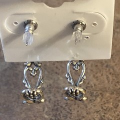 VTG Sterling Wheeler WM Co Black Hills Design Rose Leaves Hoop Stud Earrings