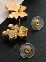 Vintage AVON Golden Bells w/Rhinestones, Bow, and Faux Pearly .75″ Earrings!