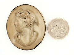 Lava Cameo Brooch Pin Sterling Silver Setting Fine Vintage Jewellery