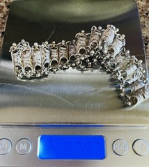 Antique European 800 Silver Filigree Bracelet 7.5 Inches Signed True Vintage
