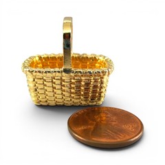 Gold Vermeil over Sterling Silver Gathering Basket Pendant Brown County BCB